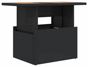 vidaXL fekete polyrattan és akácfa kerti asztal 100 x 55 x 73 cm