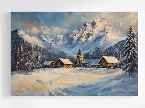 Vászonkép Canvas Kilátás Hegyek Tátra Falu Házak Település Tél Hó 120x80