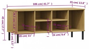 OSLO barna tömör fa cipőszekrény fém lábakkal 106 x 35 x 45 cm