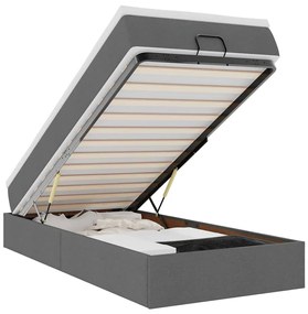 Ottomán ágykeret matraccal sötét szürke 90x190cm szövet