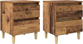 vidaXL Ágy szekrények fiókkal 2 pcs Öreg fa 40 x 35 x 50 cm Faanyag