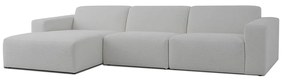Fehér buklé sarokkanapé (bal oldali) Roxy – Scandic
