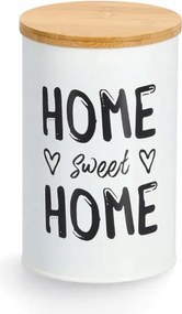 Zeller Fémdoboz bambusz fedéllel 1l, fehér Home 10.5x16.5cm