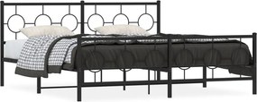 vidaXL fekete fém ágykeret fej- és lábtámlával 183 x 213 cm
