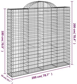 11 db íves horganyzott vas gabion kosár 200x50x180/200 cm
