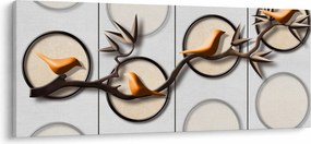 Művészi kép - Madarak egy ágon (120x50 cm)