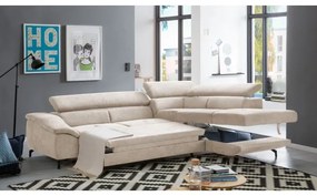 Bézs BRESCIA L-alakú, jobbos, ágyneműtartós sarokkanapé