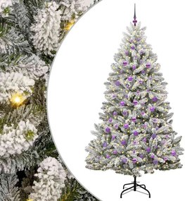 vidaXL Mű karácsonyfa 300 LED-del Zöld és Fehér 210 cm PVC és fém