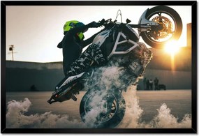 Poszterek keretben 60x40 Gumiégetés motorkerékpárral