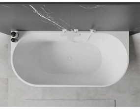 Mexen Oval, szabadon álló fali kád 180 x 80 cm, fehér-fekete, fehér túlfolyó, 52671808075-20