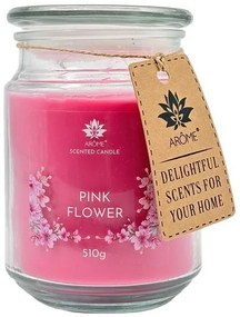 Arome Pink flower gyertya üvegben, 510 g