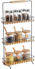 MSV Háromszintes konyhai állvány Elie 29,5 x 15,5x 58,5 cm, fekete