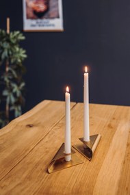 Négyzet alakú gyertya, dizájner gyertyatartó - arany, 4 darabos szett - Höfats