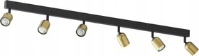 Mennyezeti låmpa fekete 6xGU10 fém 6 arany reflektor 126cm Top