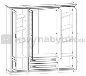 Ruhásszekrény Kendal ESZF 4D2S (Gesztenye). 880808