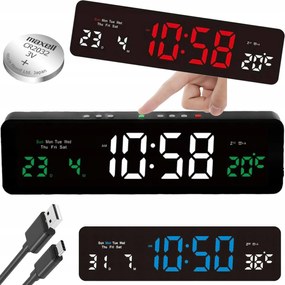 Nagy Falióra Modern Digitális Ébresztőóra Led Elektronikus Hőmérséklet
