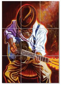 A gitáros kerámia mozaikkép üvegkép, falikép