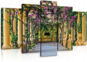 Vászonkép 100x60 Park sikátor oszlopok bugenwilla építészet nyár nap