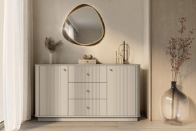 Vesper komód 160 cm fiókokkal lábazaton - kasmír / arany fogantyúk