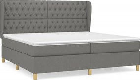 vidaXL sötétszürke szövet rugós ágy matraccal 200 x 200 cm