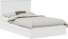vidaXL Tárolós Ágy fejtámlával fiókkal Fehér 120 x 190 cm Faanyag