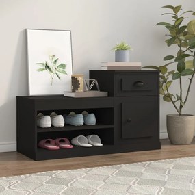 fekete szerelt fa cipősszekrény 100x42x60 cm