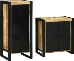 vidaXL Fürdőszoba bútor szett polcokkal 2 pcs Barna Szilárd Mangófába