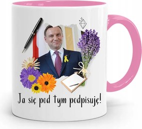 Andrzej Duda Pis Rózsaszín Elnöki Bögre fényképes nyomattal