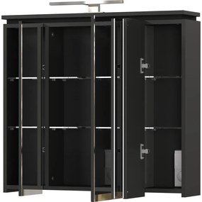 Antracitszürke tükrös fürdőszoba szekrény világítással 76x74 cm Modesto – Germania