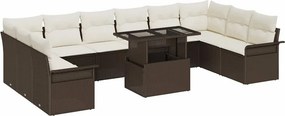 vidaXL Kerti Kanapé Szett párnával 11 pcs Barna Poli rattan