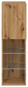 2 db kézműves tölgy TV-szekrény LED-lámpákkal 30,5x30x102 cm