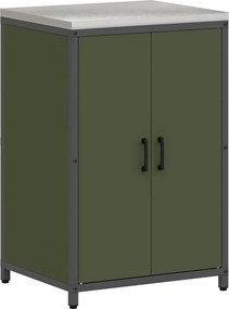 vidaXL Konyhai Tárolás polcokkal ajtóval Olajzöld 60 x 50 x 92 cm Acél