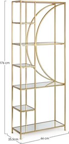 Aranyszínű acél könyvespolc 66x176x25,5 cm Elenor – Bizzotto