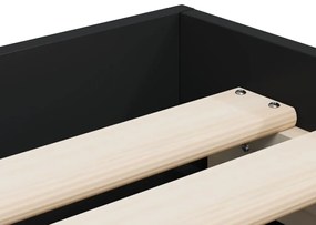 fekete szerelt fa ágykeret fiókokkal 90 x 190 cm