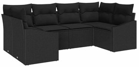 vidaXL Kanapé Szett párnával 6 pcs Fekete polirattan