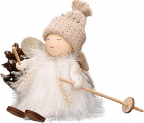 Karácsonyi angyalka síeléshez fehér ruhában 7x12x11 cm