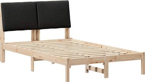 vidaXL Ágykeret fejtámlával Barna és fekete 120 x 200 cm Tömör fenyőfa
