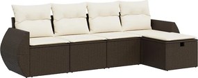 vidaXL 5 részes barna polyrattan kerti ülőgarnitúra párnával