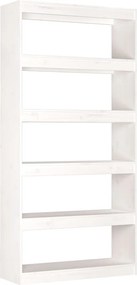 vidaXL fehér tömör fenyőfa könyvszekrény/térelválasztó 80x30x167,4 cm