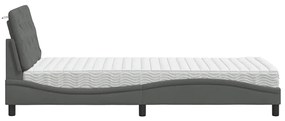 sötétszürke szövet ágy matraccal 90x190 cm