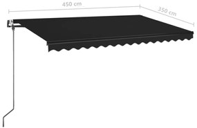 antracitszürke szélérzékelős és LED-es napellenző 450 x 350 cm
