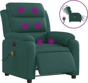 vidaXL sötétzöld szövet elektromos dönthető masszázsfotel