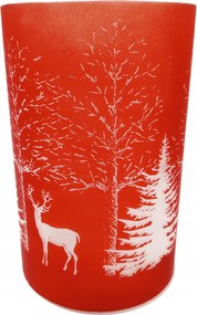 Karácsonyi Lampion Led Téli Szarvas Piros 14 CM Elemes