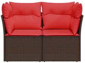 vidaXL kétszemélyes barna polyrattan kerti kanapé párnákkal