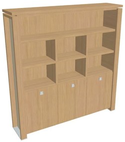 Verno+ S magas szekrény 200 x 46 x 210 cm, polccal, világos tölgy / vanília
