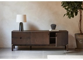 Sötétbarna TV-állvány tölgyfa dekorral 160x55 cm Arun – Unique Furniture