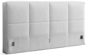 Világosszürke kárpitozott ágyneműtartós franciaágy ágyráccsal 200x200 cm Simon Darren – Micadoni