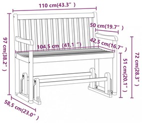 tömör akácfa kerti hintapad 110 cm