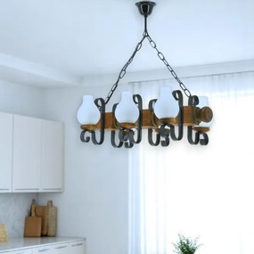 Brilagi - Csillár láncon RUSTIC 6xE14/40W/230V bükkfa