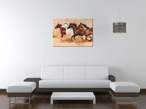 Gario Vászonkép Gyönyöru lovak állománya Méret: 100 x 70 cm